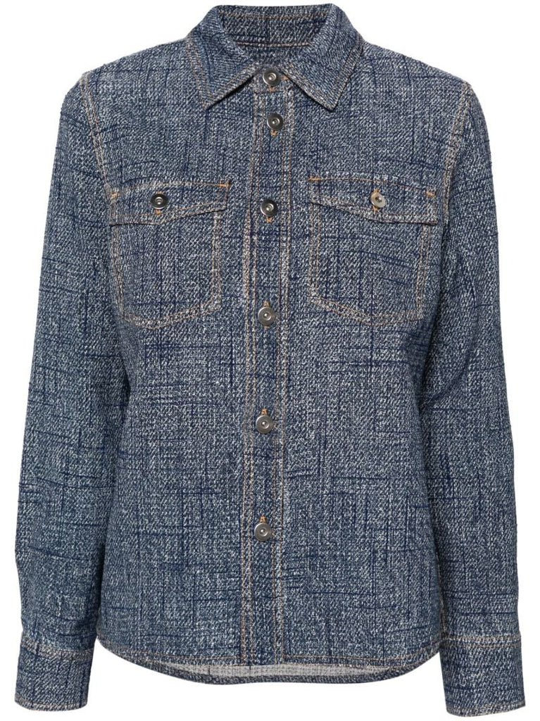 Blue Textured Denim Viscose Shirt