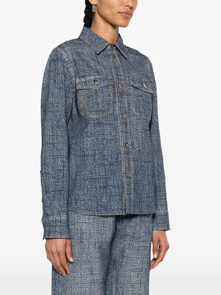 Blue Textured Denim Viscose Shirt