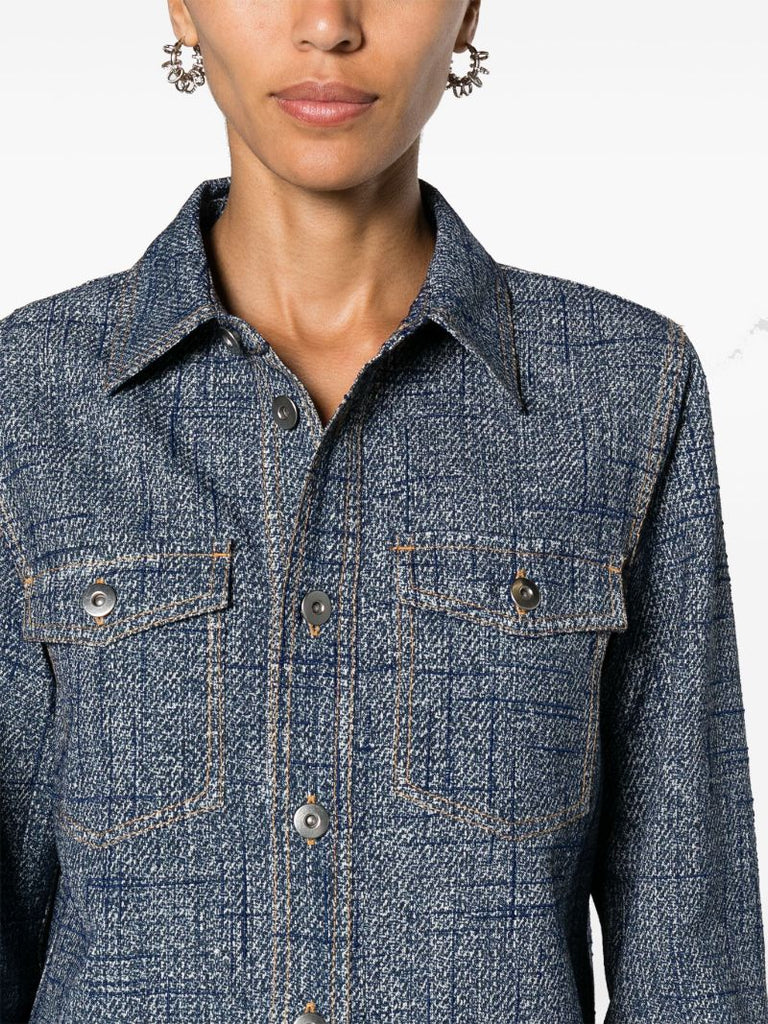Blue Textured Denim Viscose Shirt