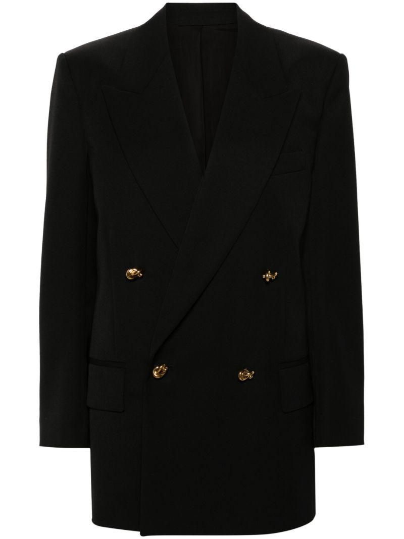 Black Double-breasted Wool Blazer
