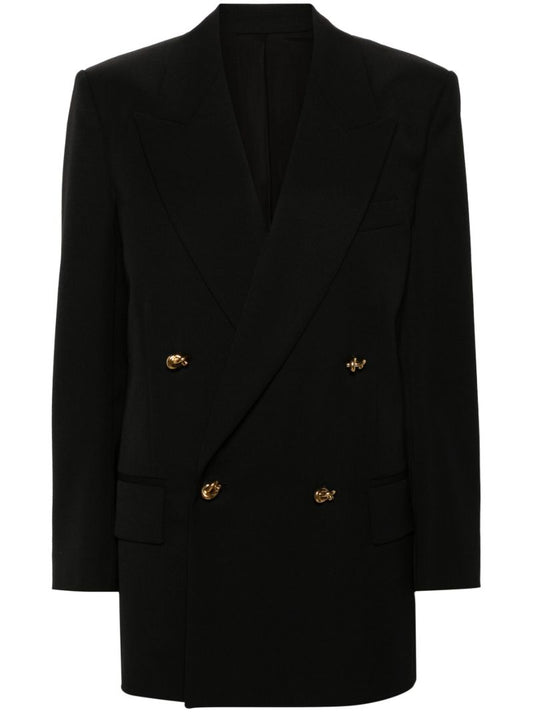 Black Double-breasted Wool Blazer