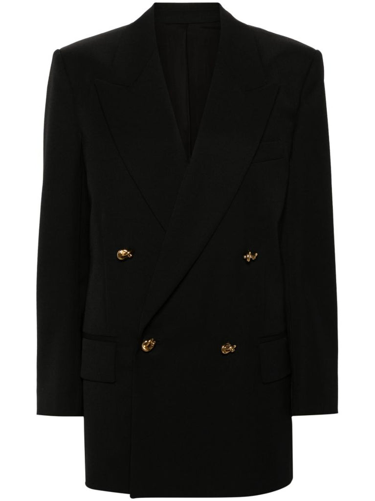 Black Double-breasted Wool Blazer