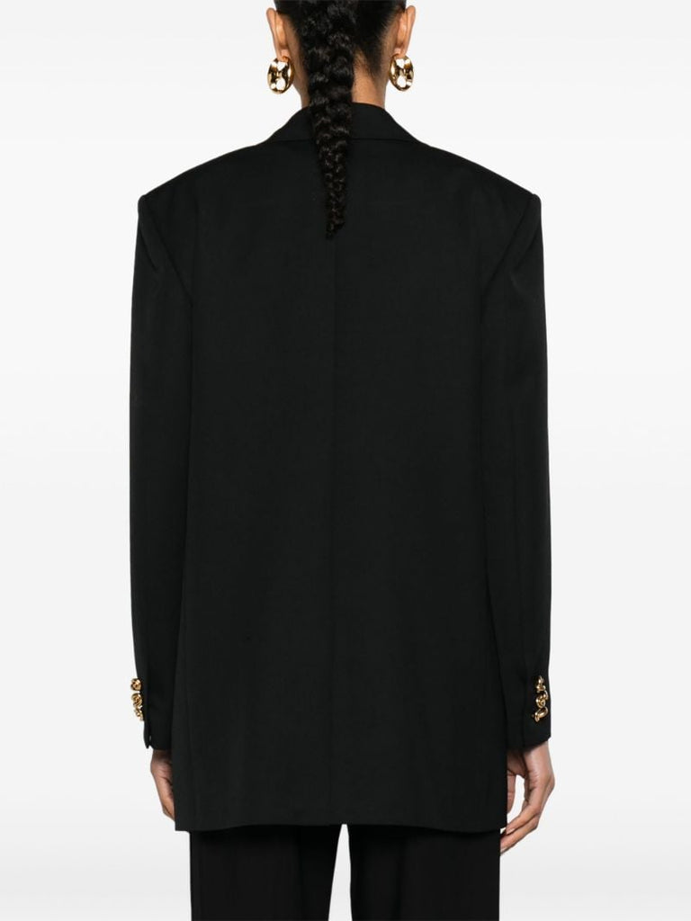 Black Double-breasted Wool Blazer