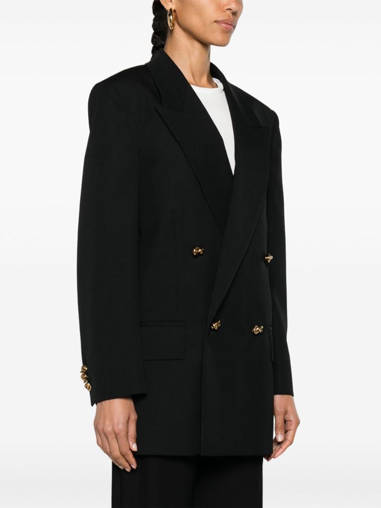 Black Double-breasted Wool Blazer