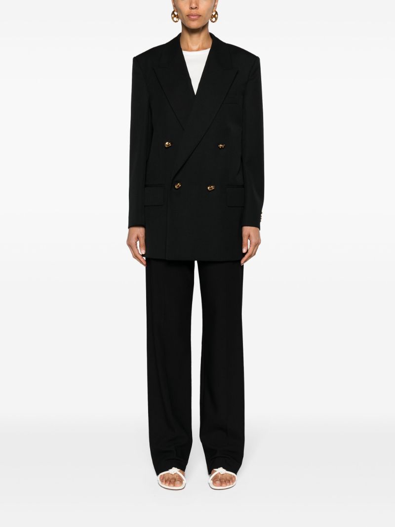 Black Double-breasted Wool Blazer
