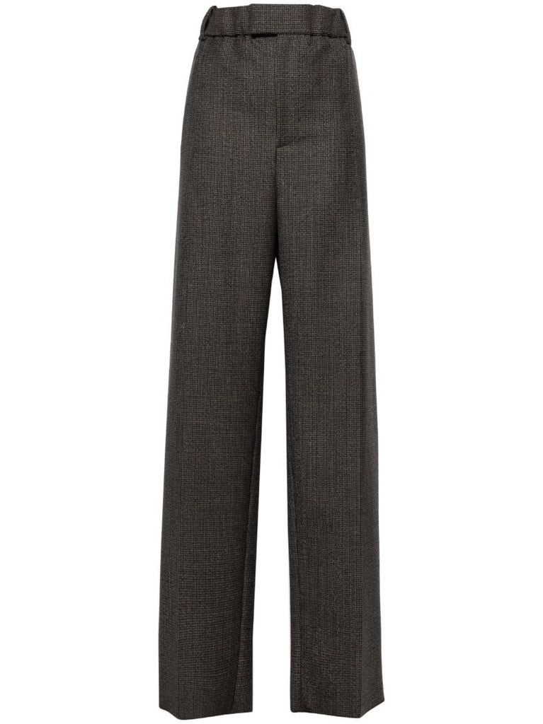 Brown Tailored Houndstooth Trousers