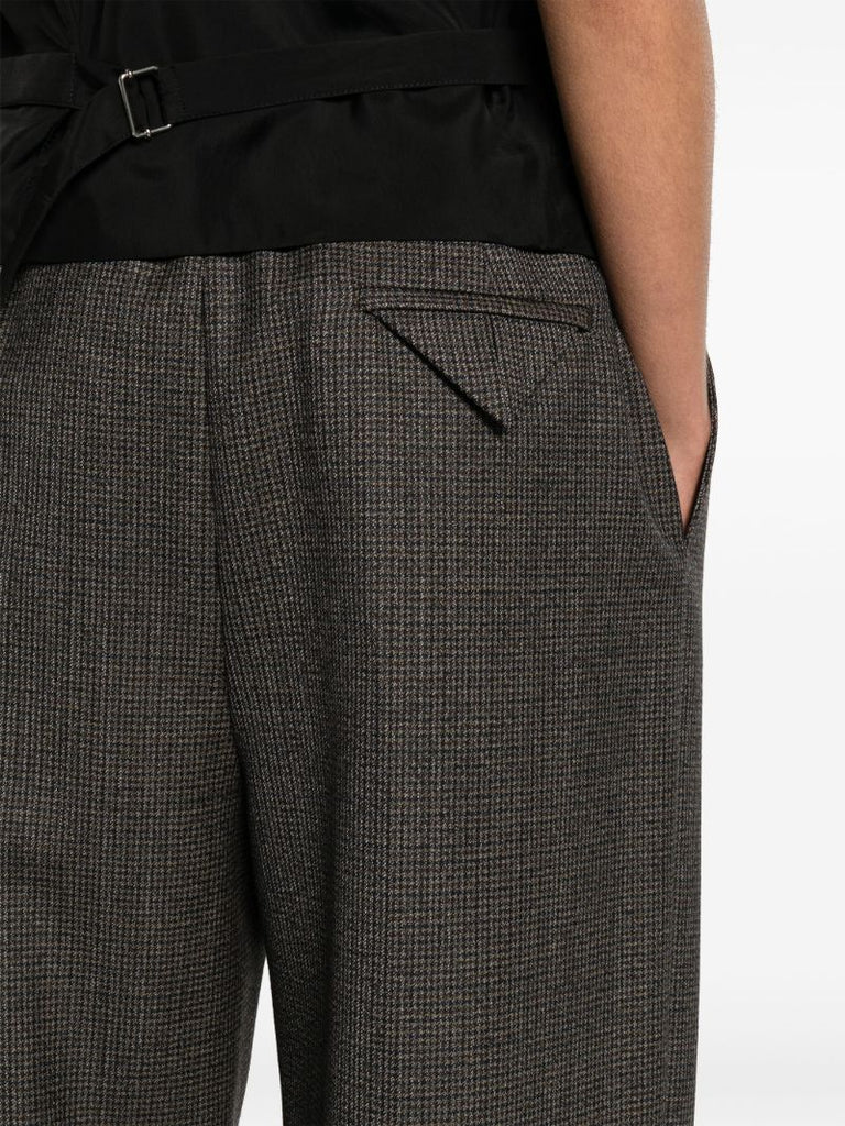 Brown Tailored Houndstooth Trousers