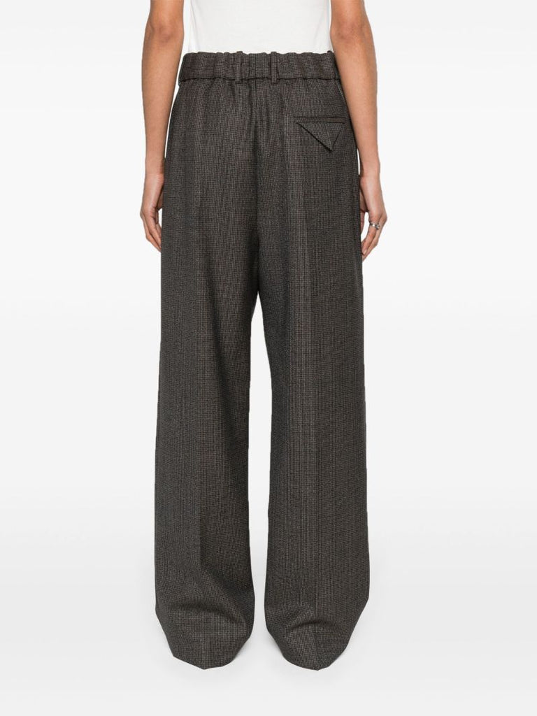 Brown Tailored Houndstooth Trousers
