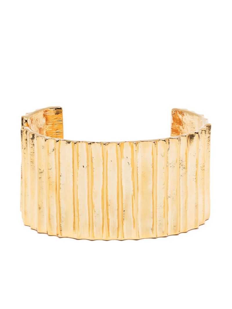 Gold-tone Textured Open-cuff Bracelet