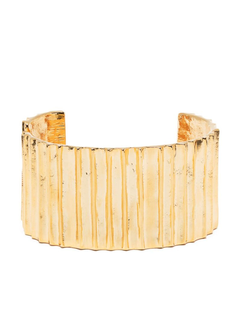 Gold-tone Textured Open-cuff Bracelet