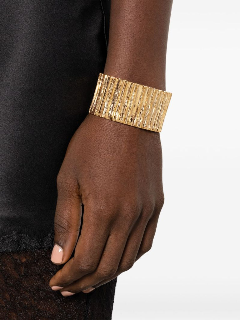 Gold-tone Textured Open-cuff Bracelet