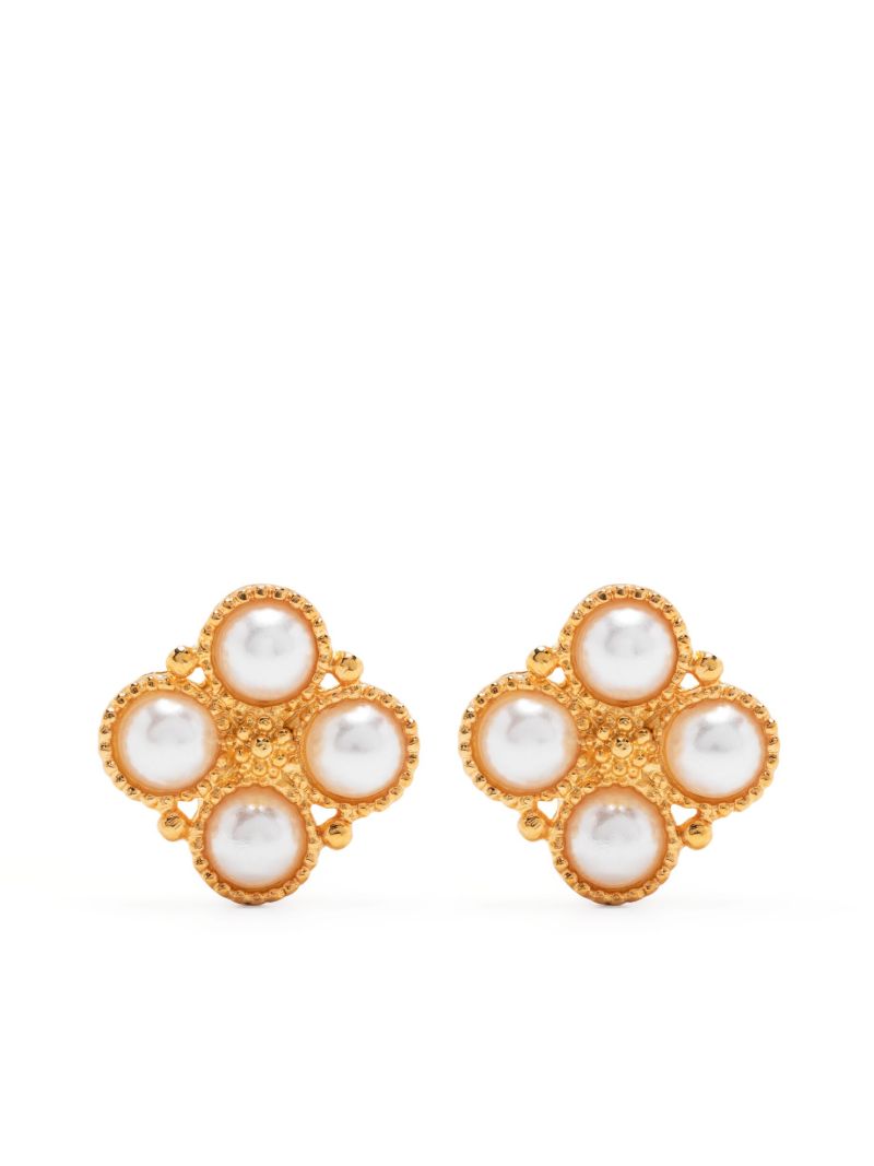 Gold-tone Polished Pearl Earrings
