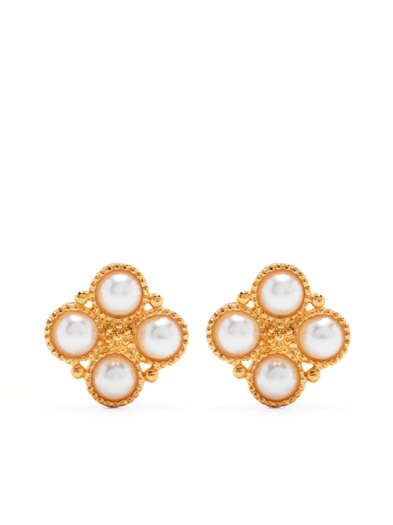 Gold-tone Polished Pearl Earrings