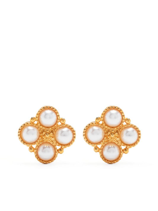 Gold-tone Polished Pearl Earrings