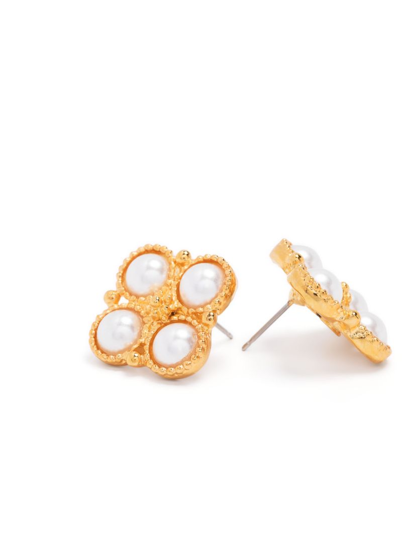 Gold-tone Polished Pearl Earrings