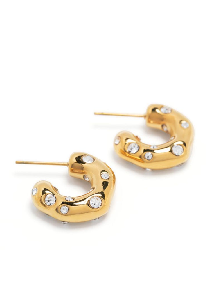 Gold-tone Crystal Hoop Earrings