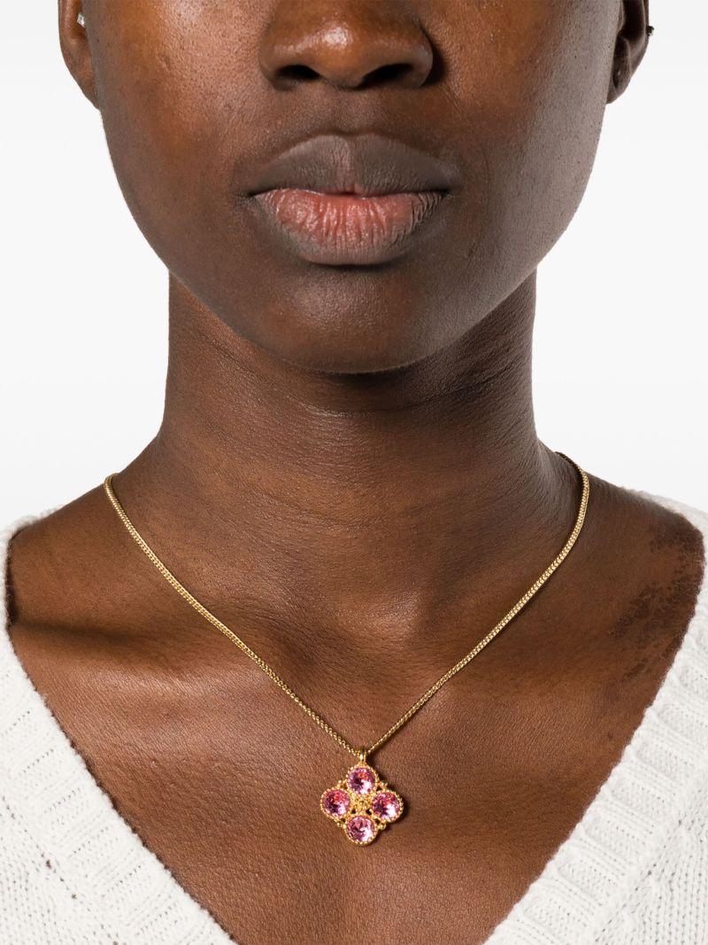 Gold-tone Crystal Pendant Necklace