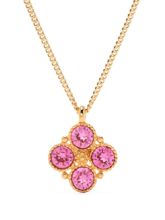 Gold-tone Crystal Pendant Necklace