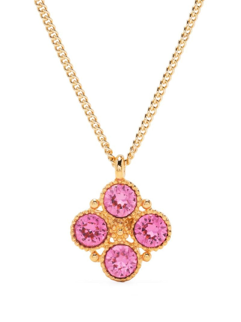 Gold-tone Crystal Pendant Necklace