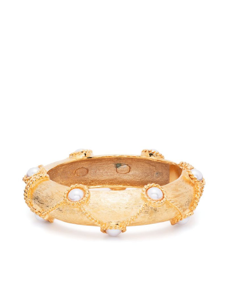 Gold-tone Faceted Pearl Bracelet