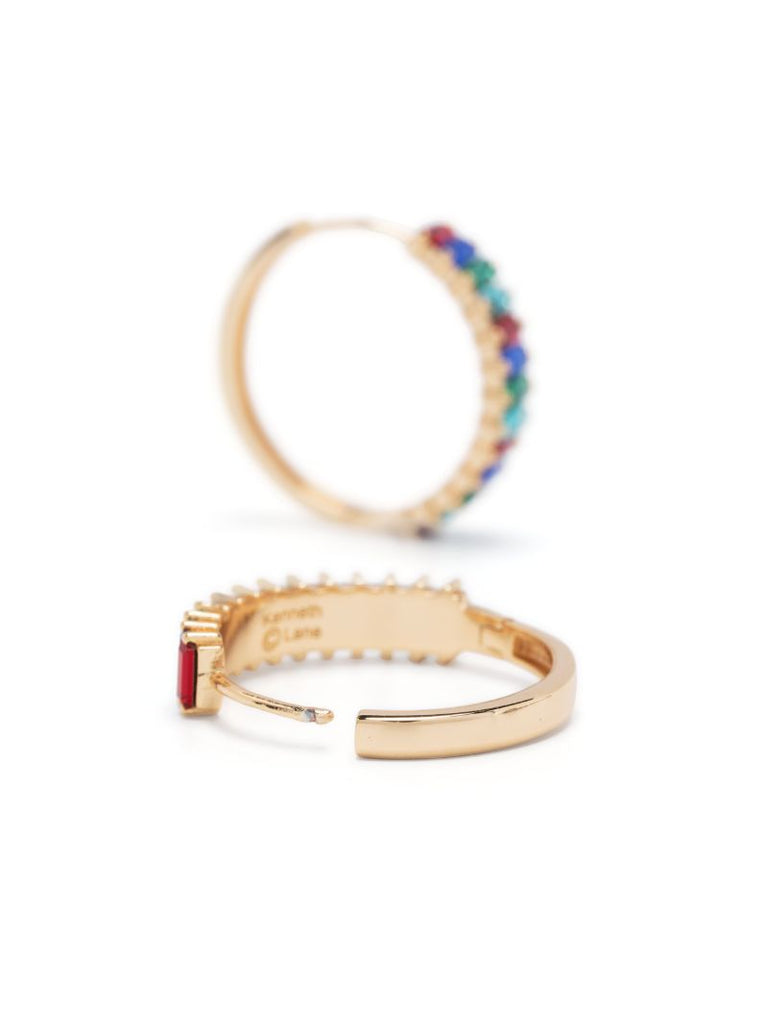 Gold-tone Baguette Hoop Pierced Earrings