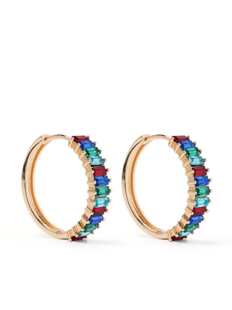 Gold-tone Baguette Hoop Pierced Earrings