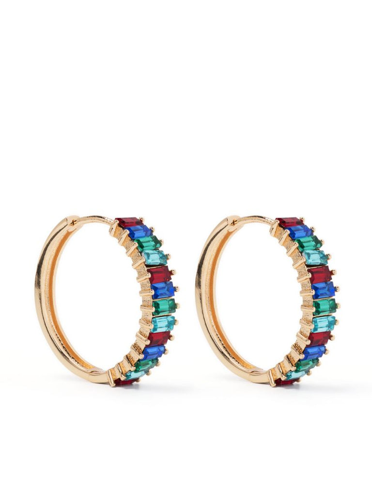 Gold-tone Baguette Hoop Pierced Earrings