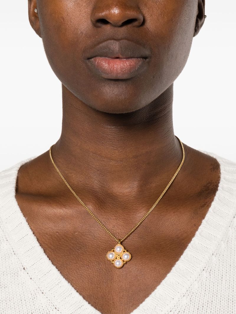 Gold-tone Pearl Pendant Necklace