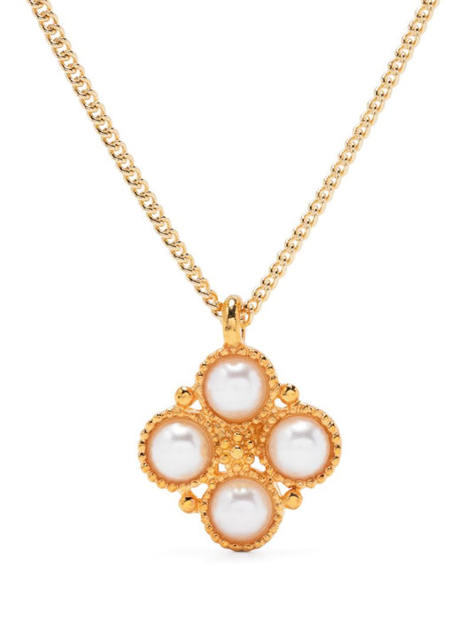 Gold-tone Pearl Pendant Necklace