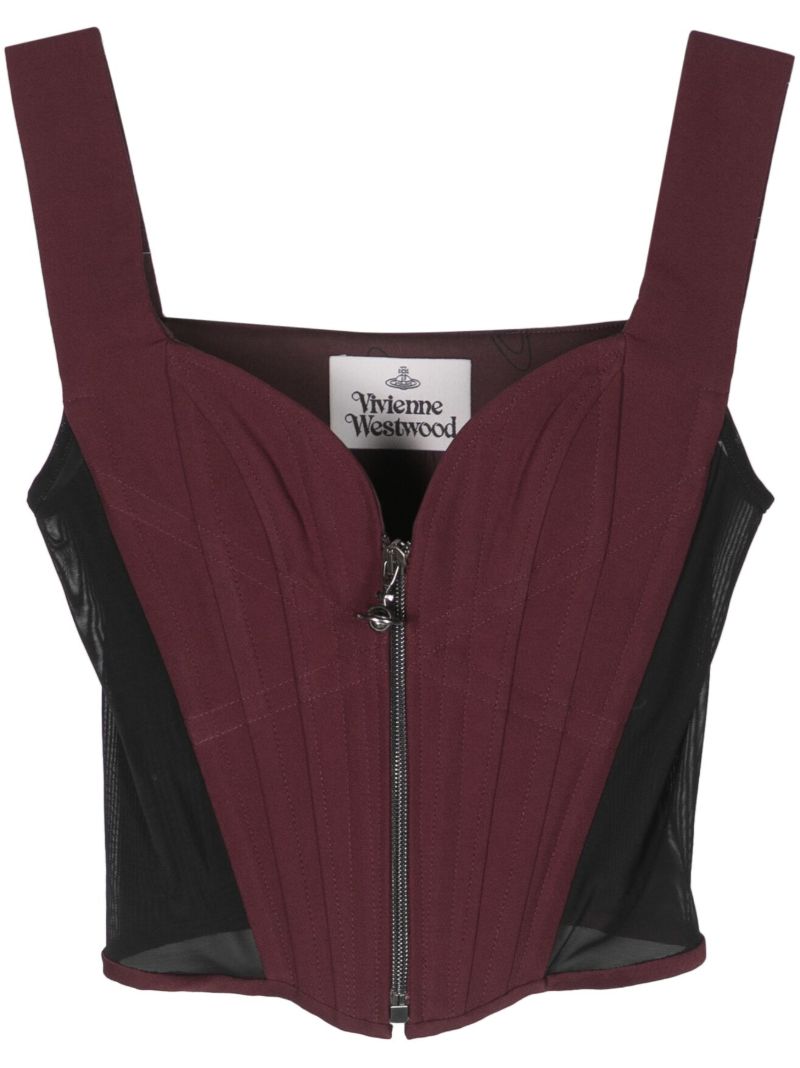 Red Pleated Panelled Corset Top
