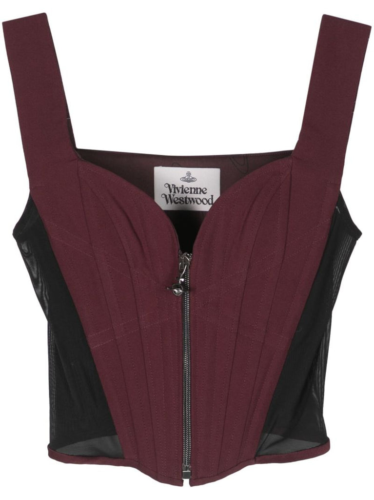 Red Pleated Panelled Corset Top