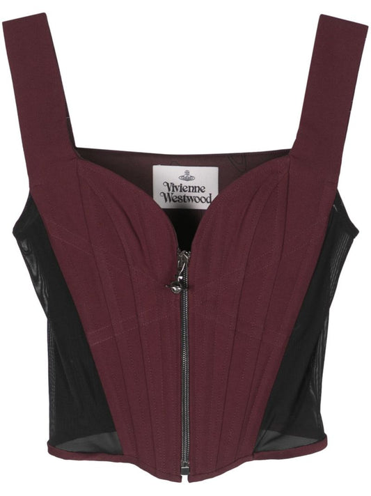 Red Pleated Panelled Corset Top