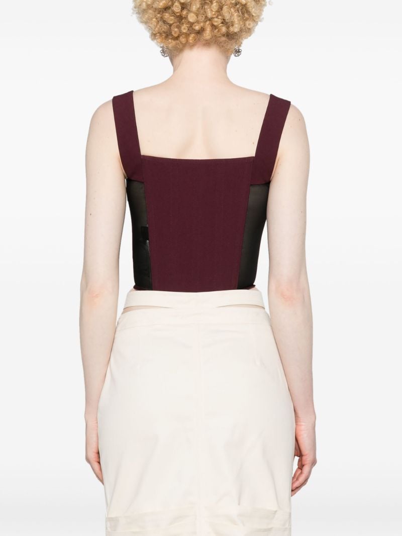 Red Pleated Panelled Corset Top