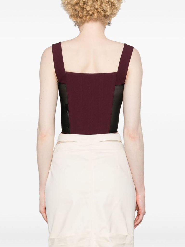 Red Pleated Panelled Corset Top