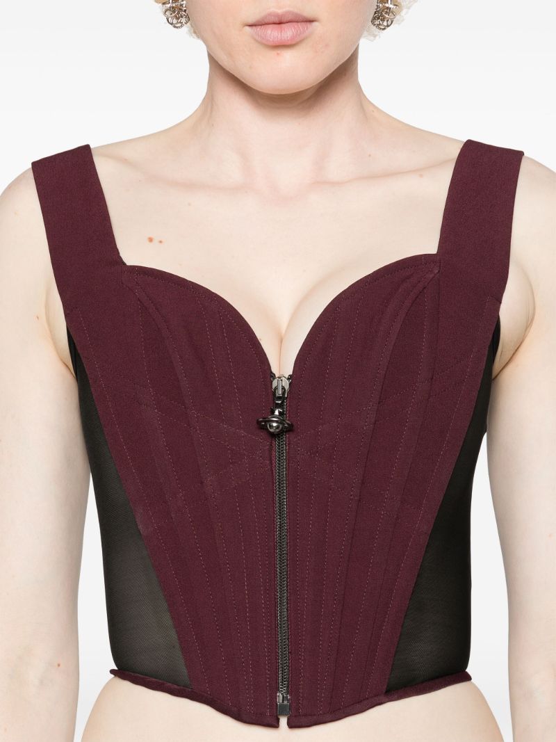 Red Pleated Panelled Corset Top