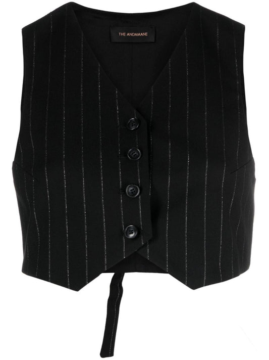 Black Nadine Pinstripe-pattern Vest