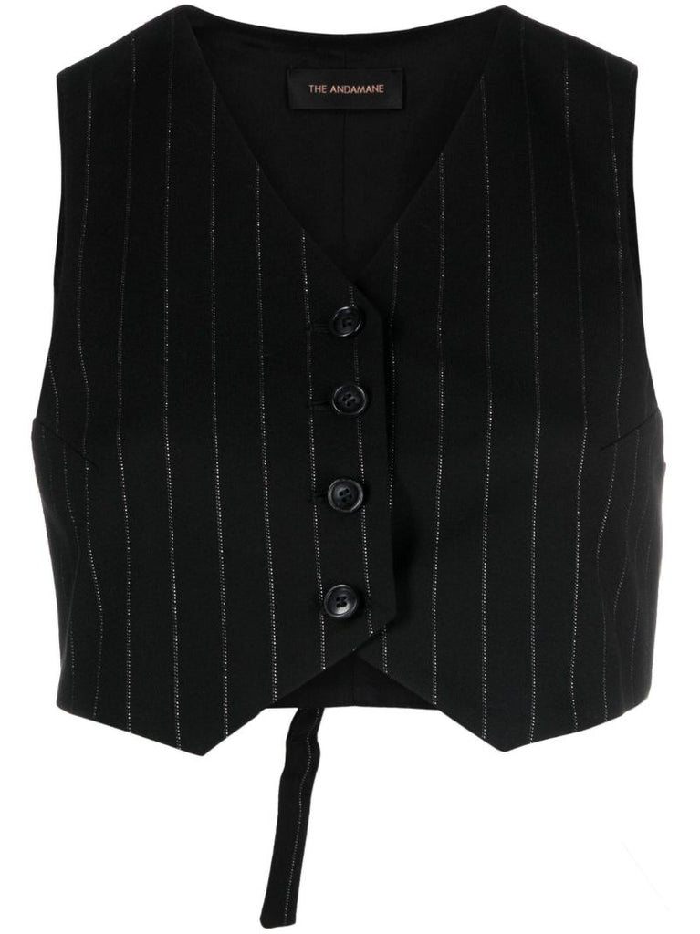 Black Nadine Pinstripe-pattern Vest