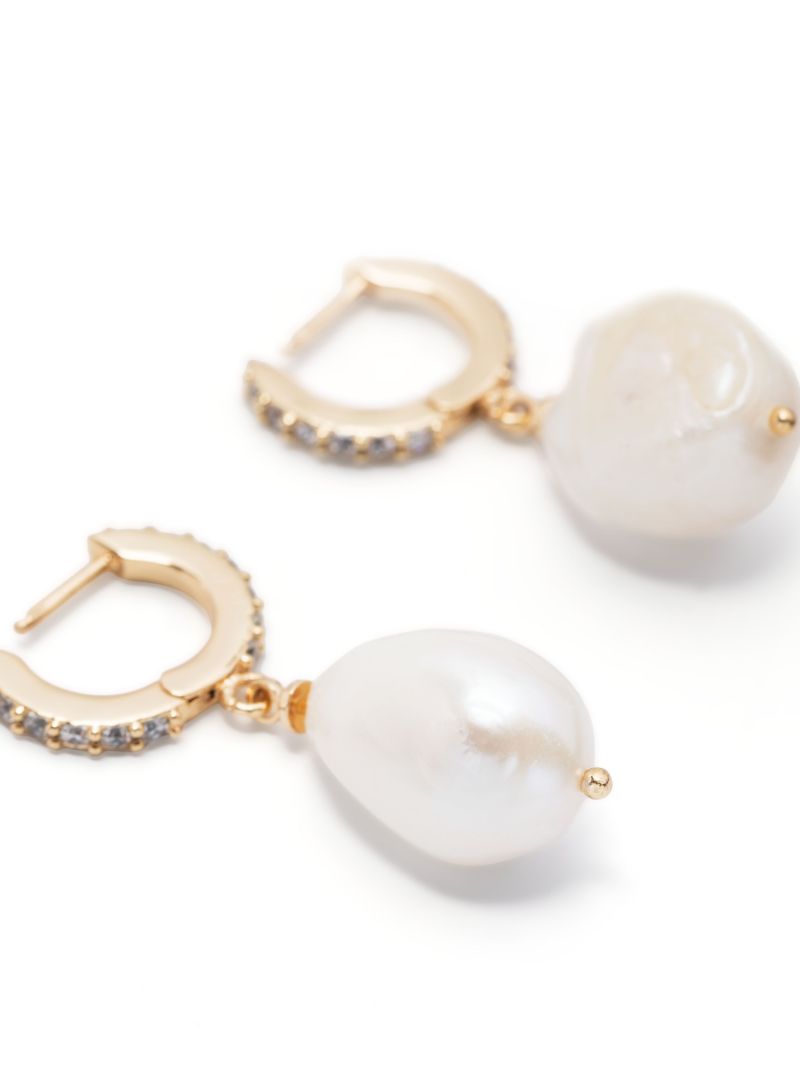 Gold-tone Pearl Drop Hoop Earrings