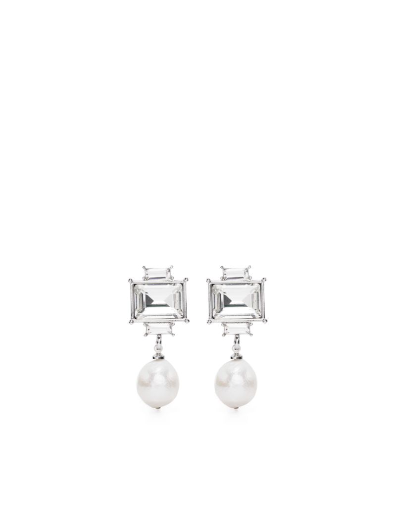 Silver-tone Crystal Pearl Drop Earrings