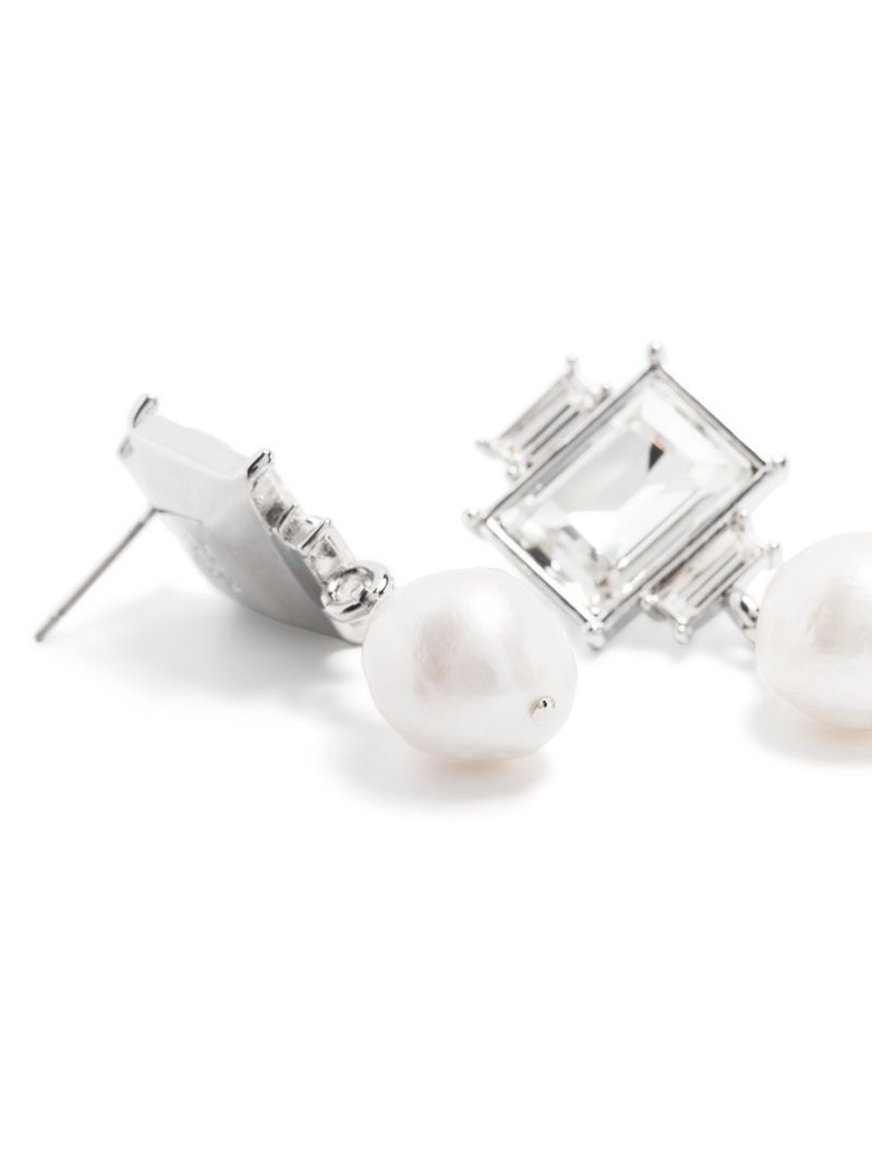 Silver-tone Crystal Pearl Drop Earrings