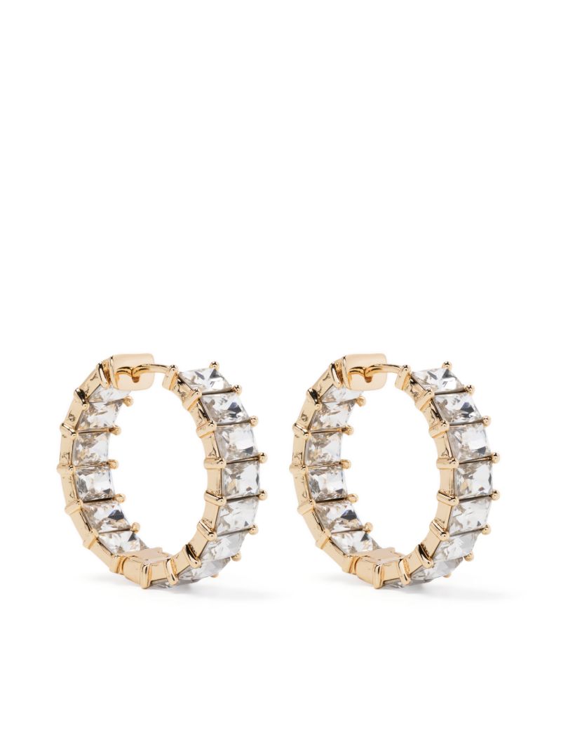 Gold-tone Crystal Baguette Hoop Earrings
