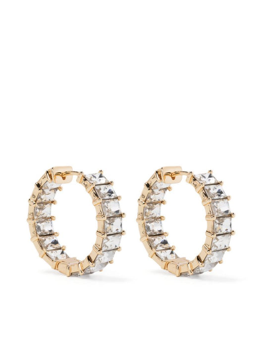 Gold-tone Crystal Baguette Hoop Earrings