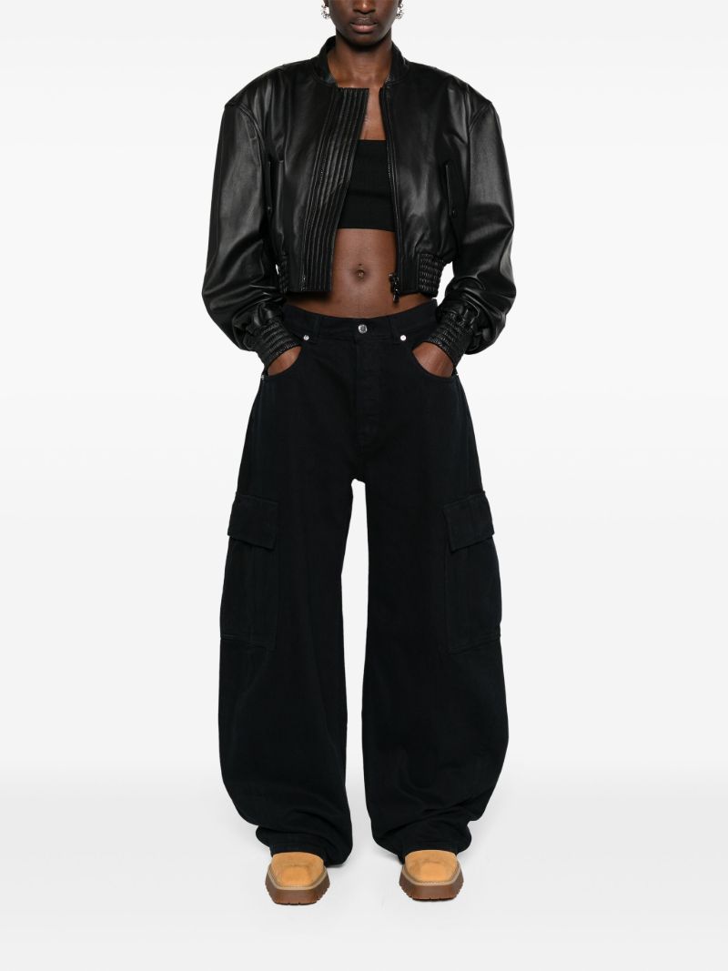 Black Low-rise Wide-leg Jeans