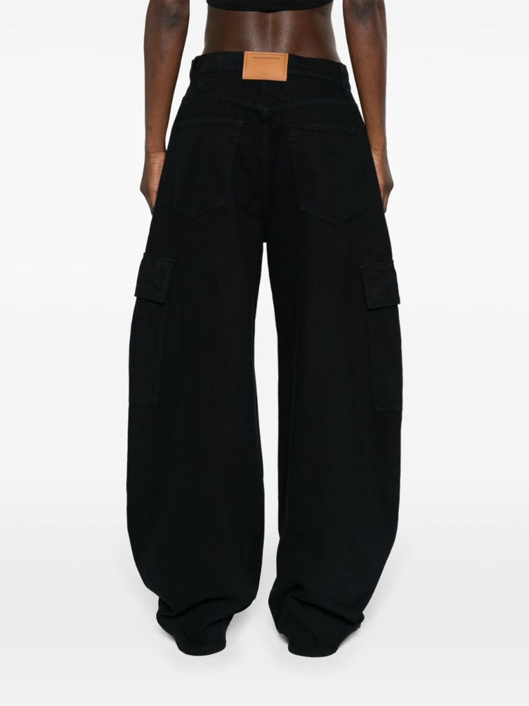 Black Low-rise Wide-leg Jeans