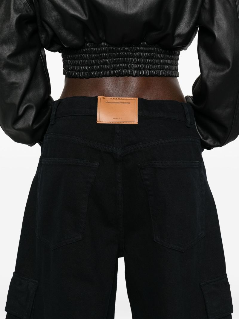 Black Low-rise Wide-leg Jeans