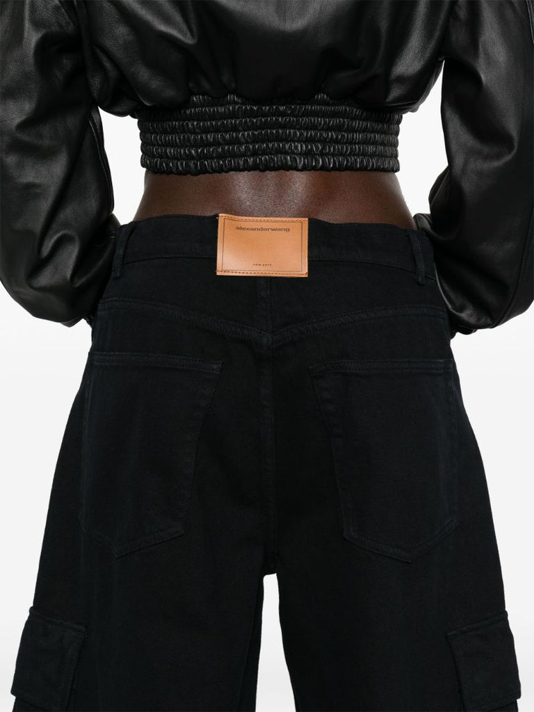 Black Low-rise Wide-leg Jeans