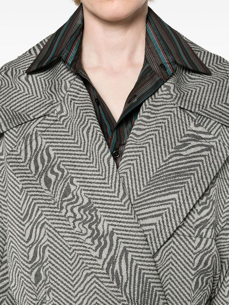 Black Herringbone Wool Coat