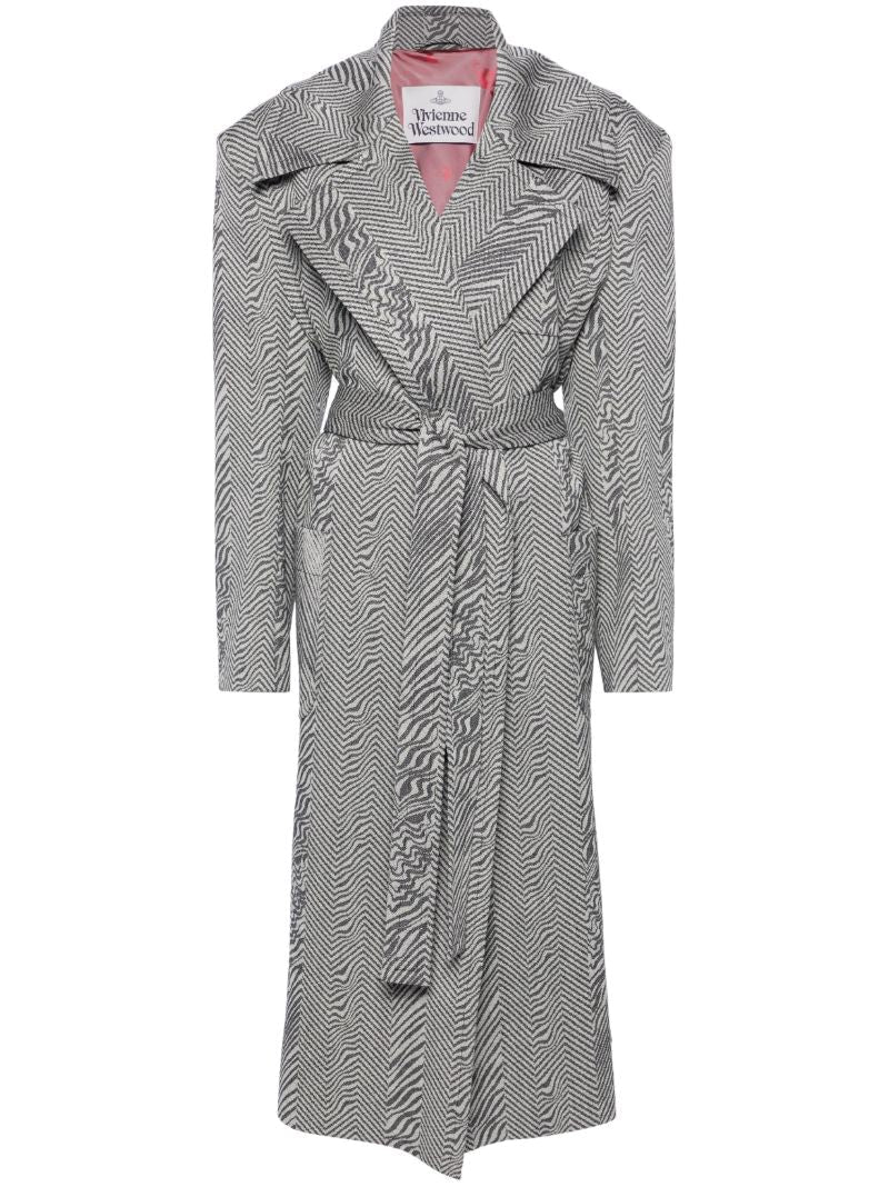 Black Herringbone Wool Coat