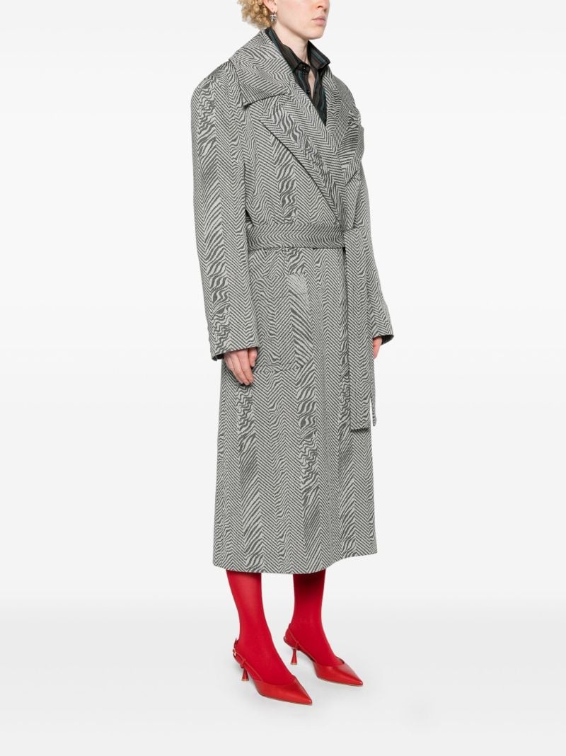 Black Herringbone Wool Coat