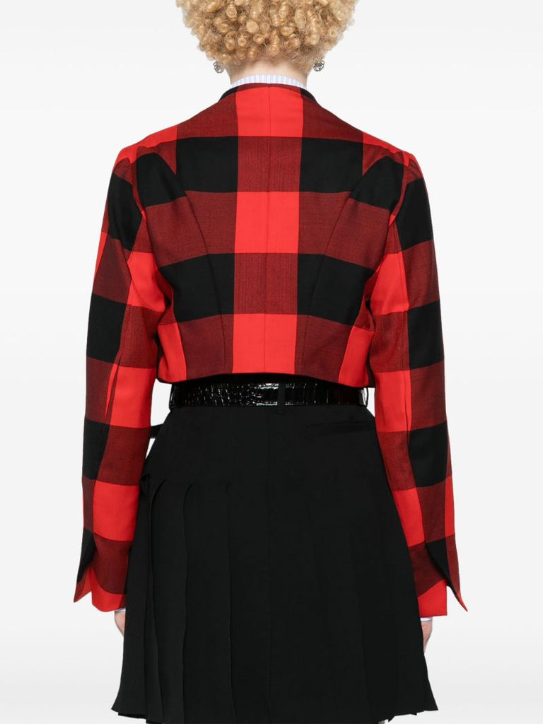 Red Cj Checked Wool Cropped Jacket